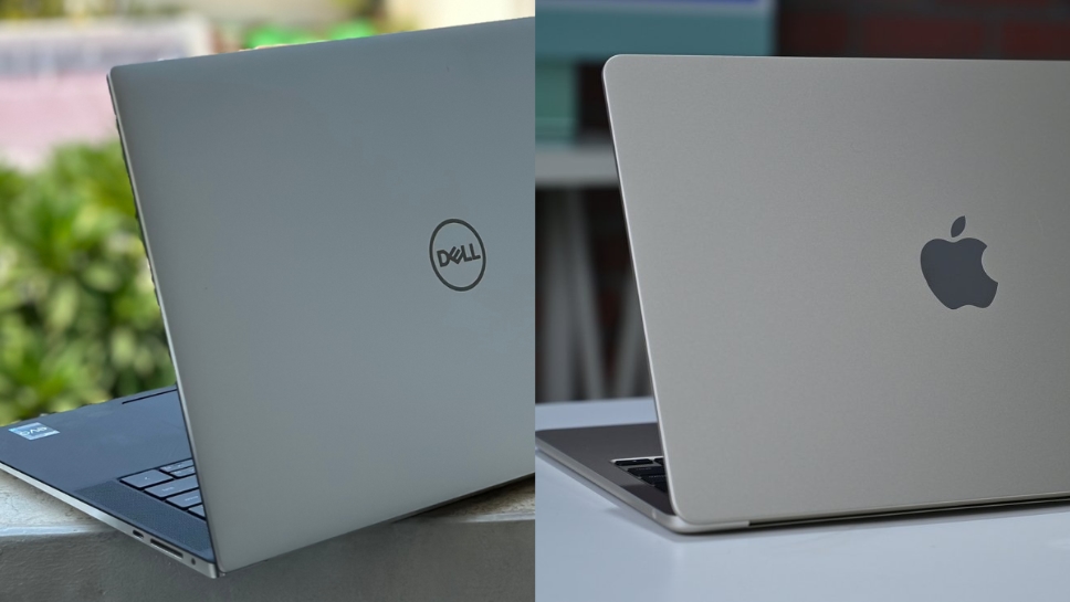 مقایسه طراحی لپ تاپ دل XPS 15 2023 با مک بوک Air M2