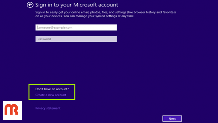  Create a new account 